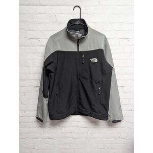 The North Face Apex Full Zip Black Gray Jacket Mens Lrg Soft Shell EUC 306